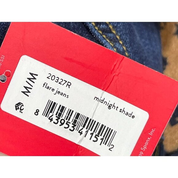 New Spanx Flare Jeans Medium M Midnight Pull-On Elastic Long Inseam 33" - Picture 4 of 4